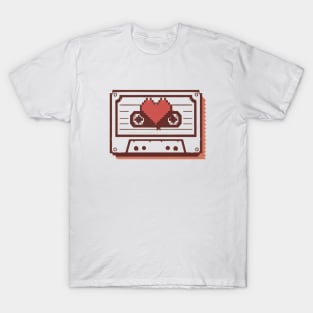 8 Bit Vintage Tape Heart T-Shirt